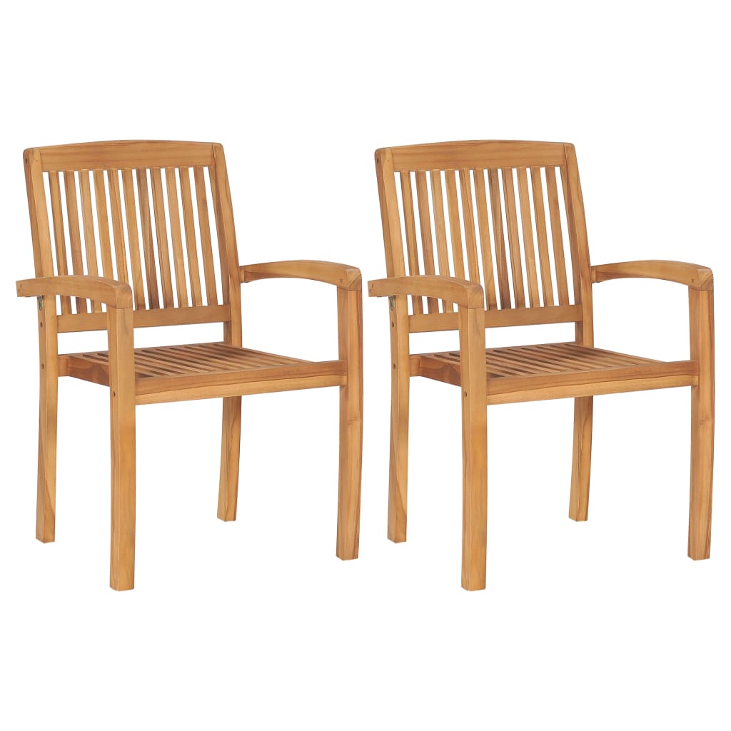 Stacking Garden Dining Chairs 2 pcs Solid Teak Wood - Millennium Furniture