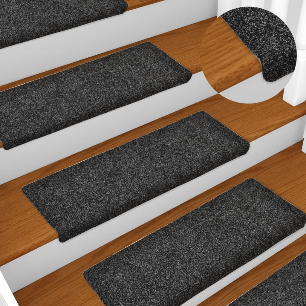 Stair Mats 15 pcs Needle Punch 65x21x4 cm Grey - Millennium Furniture