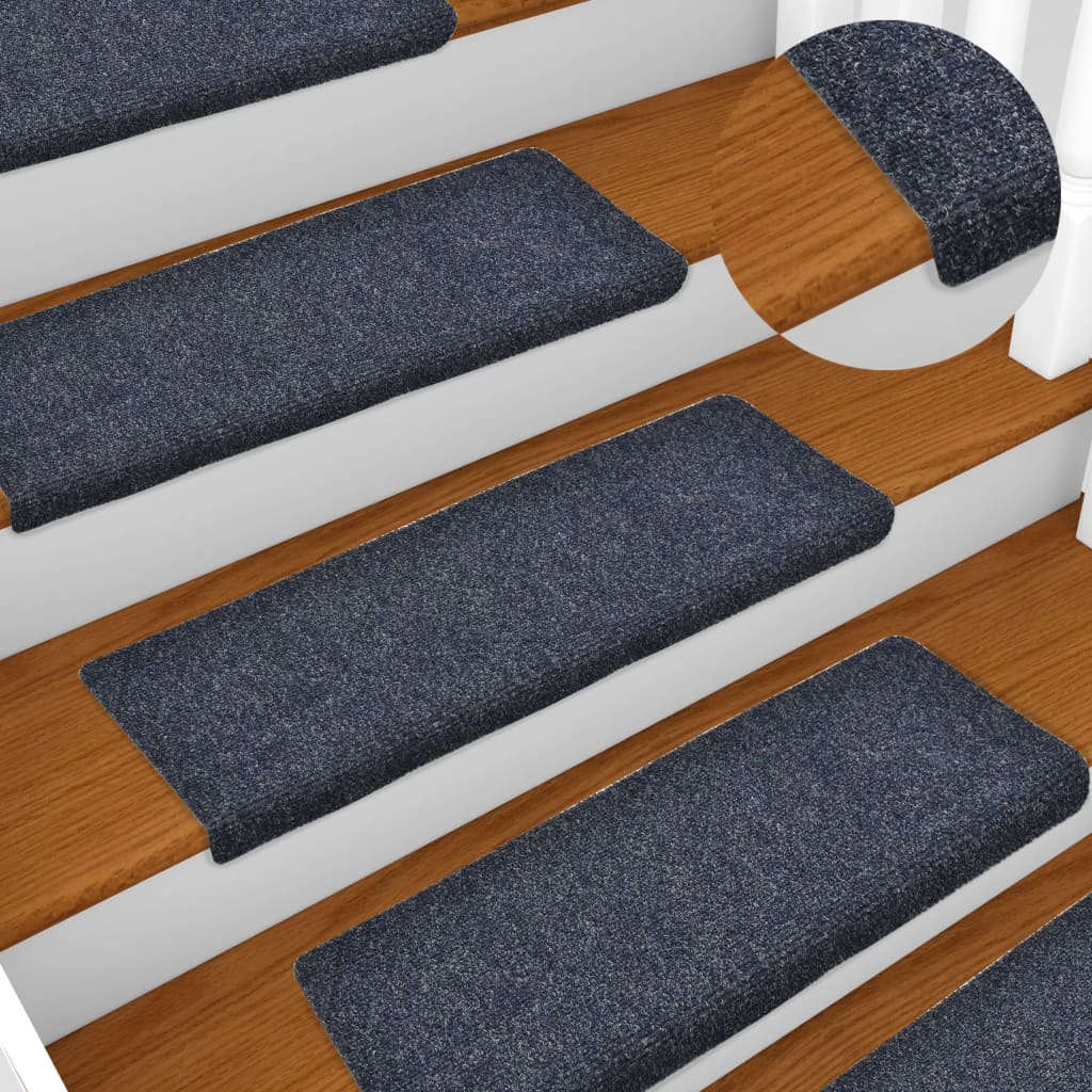 Stair Mats 15 pcs Needle Punch 65x21x4 cm Blue - Tyrell & Tyrell