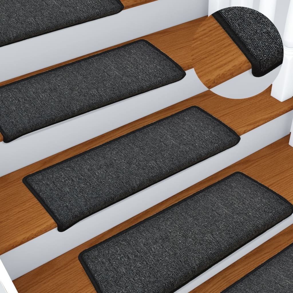 Stair Mats 15 Pieces 65x21x4 cm Anthracite Rectangular Edge - Design Hut