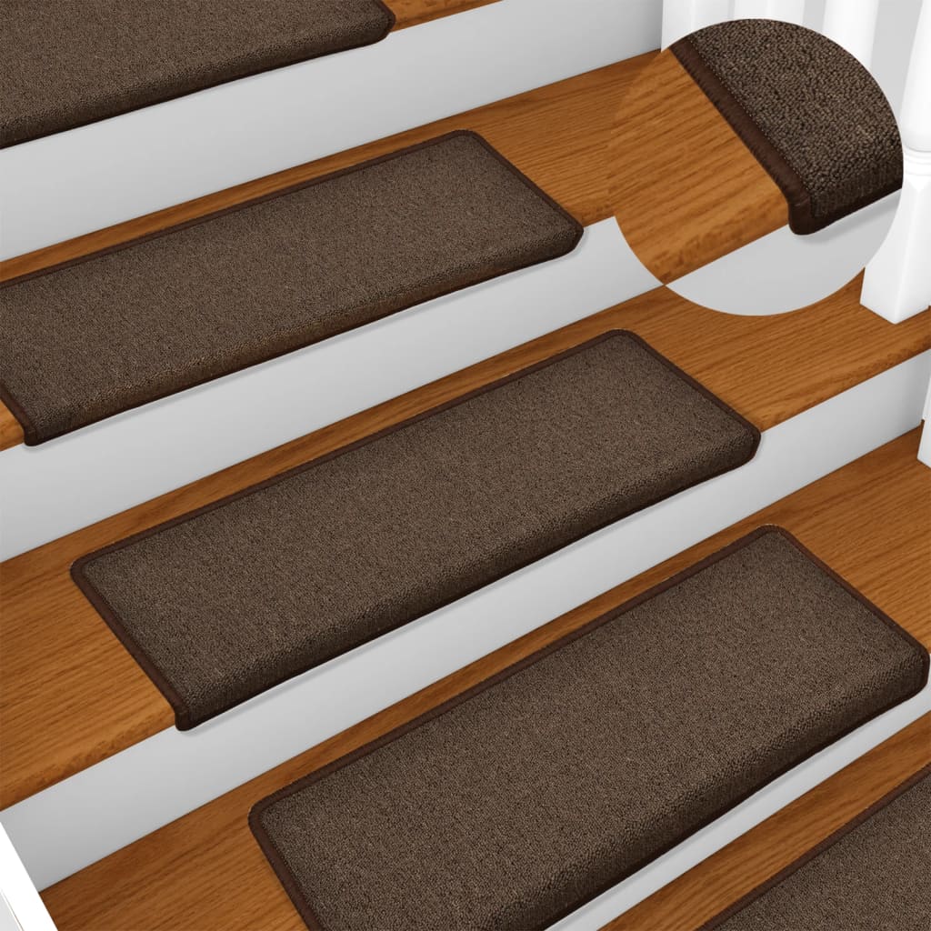 Carpet Stair Treads 15 pcs 65x21x4 cm Brown - Sid & Sam
