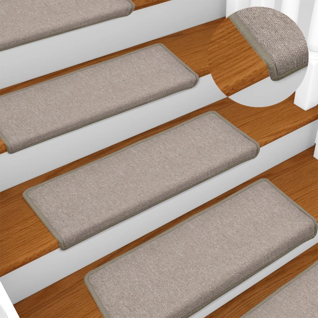 Carpet Stair Treads 15 pcs 65x21x4 cm Taupe - Sid & Sam