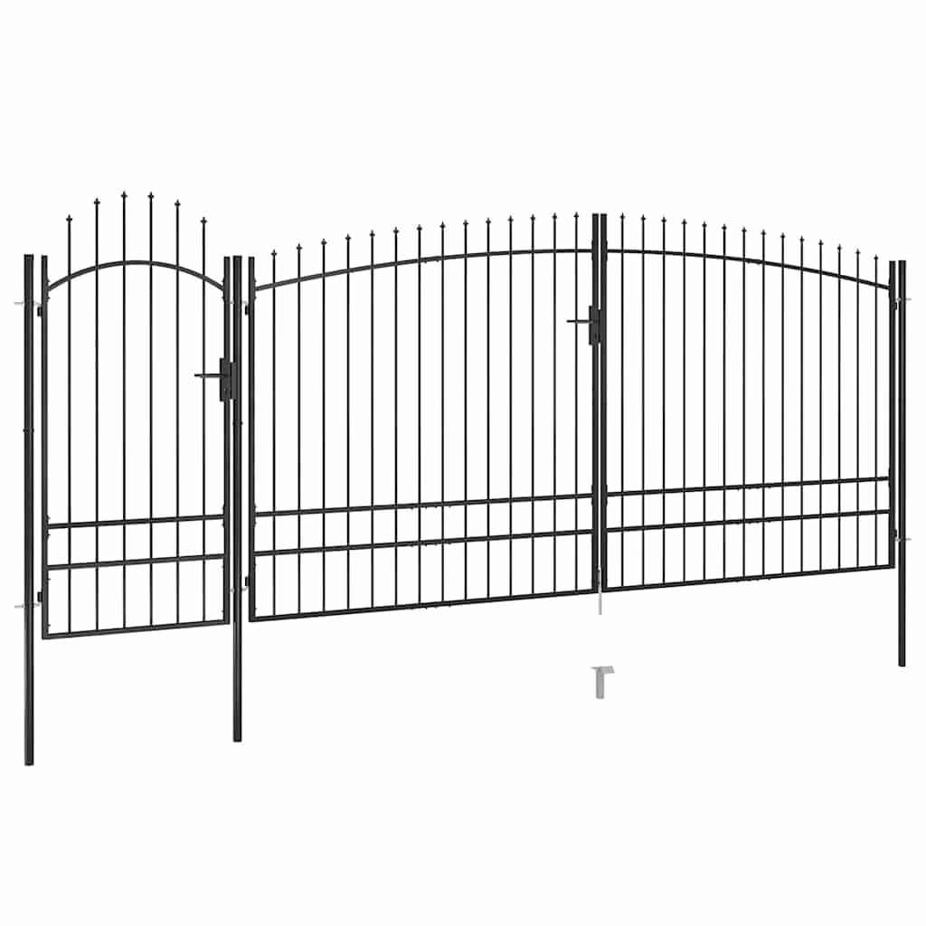 Garden Fence Gate with Spear Top 5x2.45 m Black - Discount Dealers