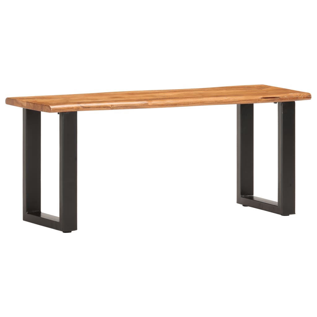 Live Edge Bench 110 cm Solid Acacia Wood and Steel - The Home Maker