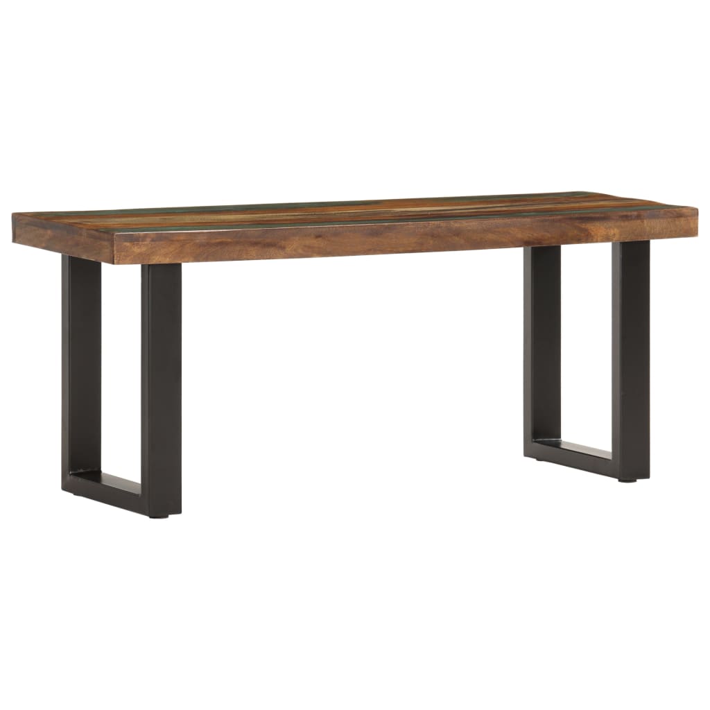 Bench 110 cm Solid Reclaimed Wood and Steel - Design Hut