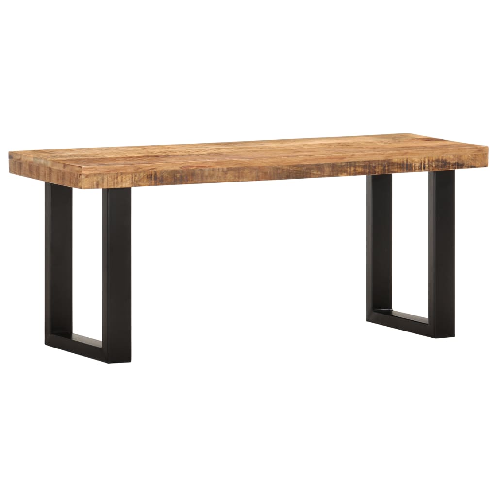 Bench 110 cm Solid Rough Mango Wood and Steel - Merkel Designers