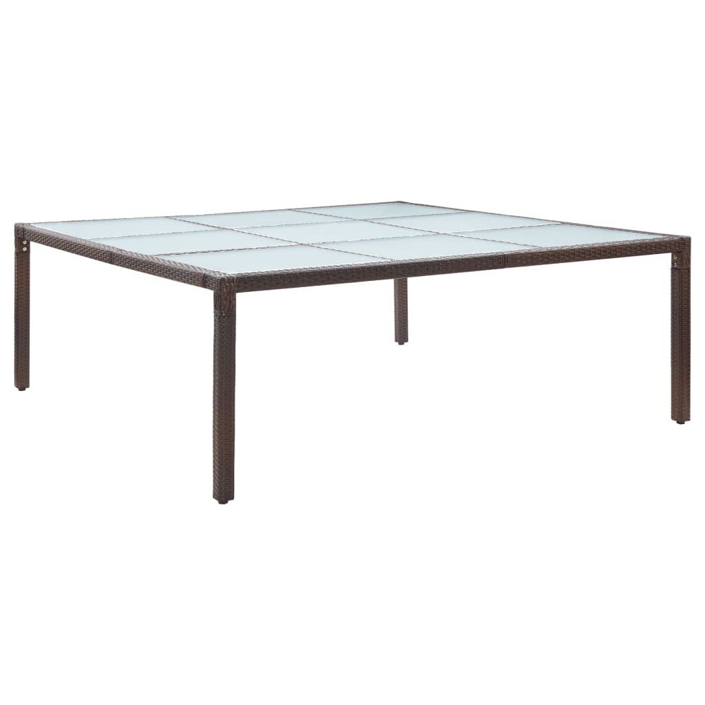 Garden Dining Table Brown 200x200x74 cm Poly Rattan - Design Hut