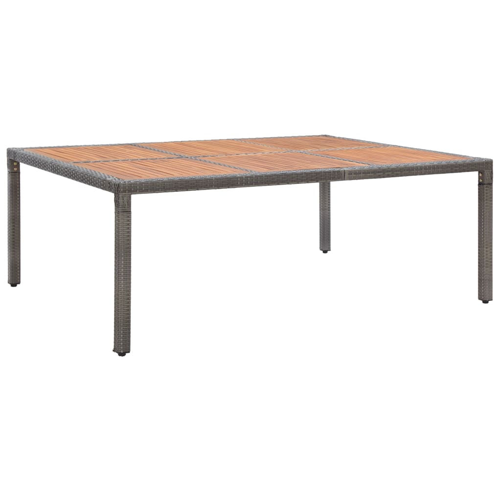 Garden Table Grey 200x150x74 cm Poly Rattan and Acacia Wood - Merkel Designers