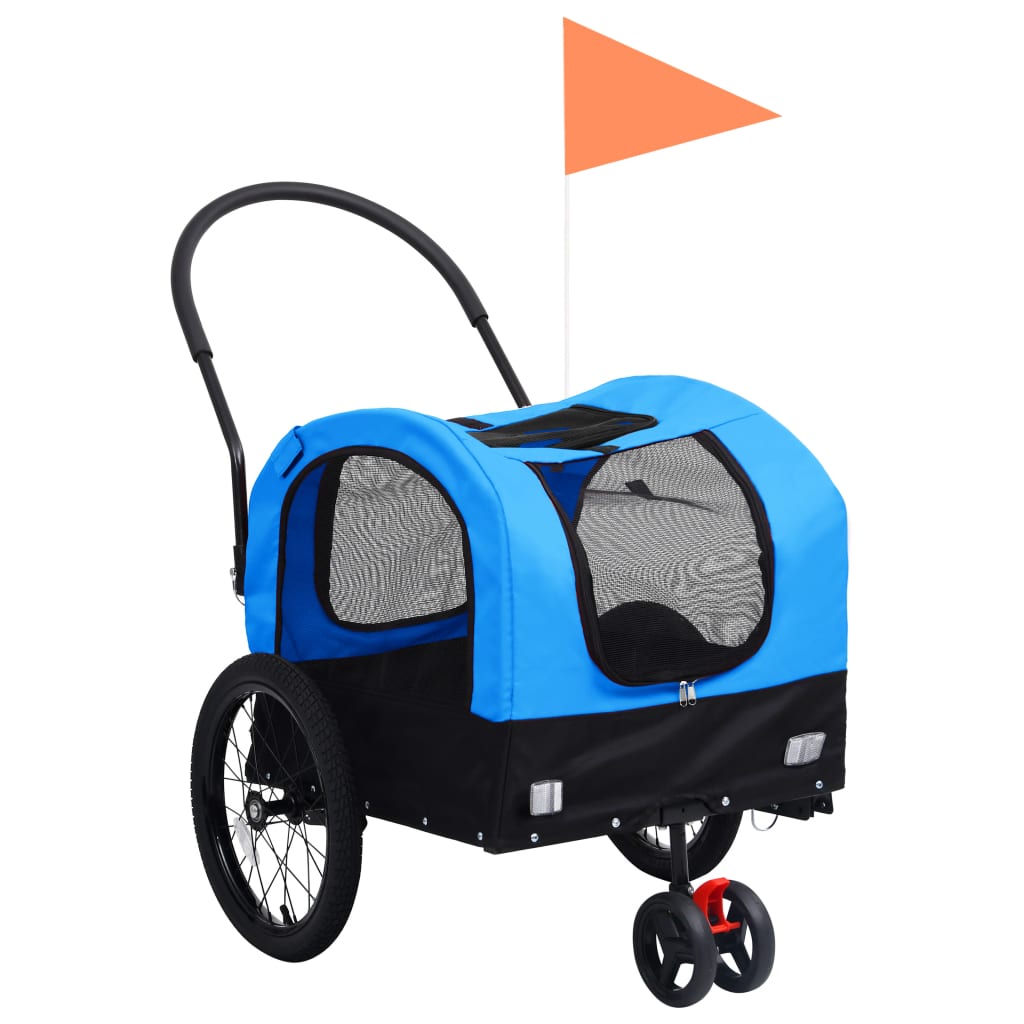 2-in-1 Pet Bike Trailer & Jogging Stroller Blue and Black - Merkel Designers
