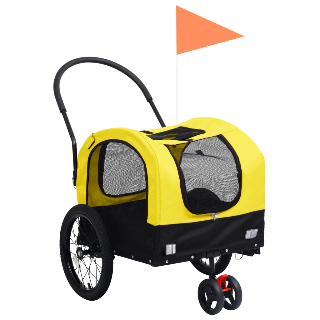 2-in-1 Pet Bike Trailer & Jogging Stroller Yellow and Black - The Home Maker