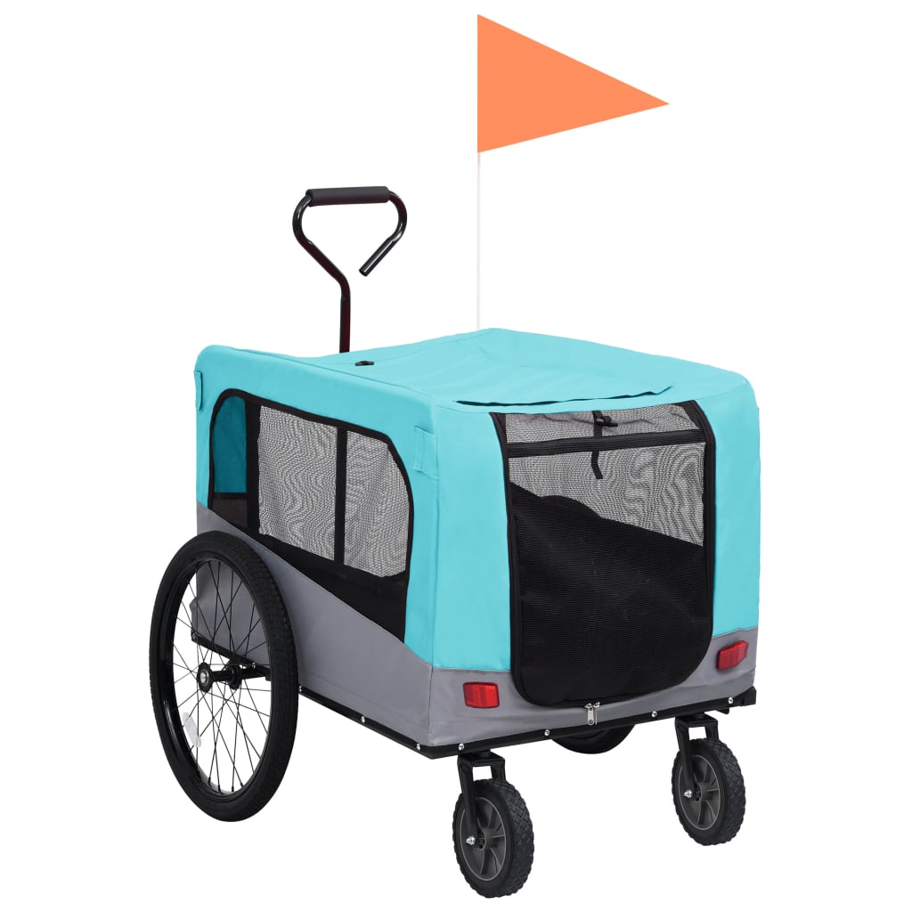 2-in-1 Pet Bike Trailer & Jogging Stroller Blue and Grey - All Things Good