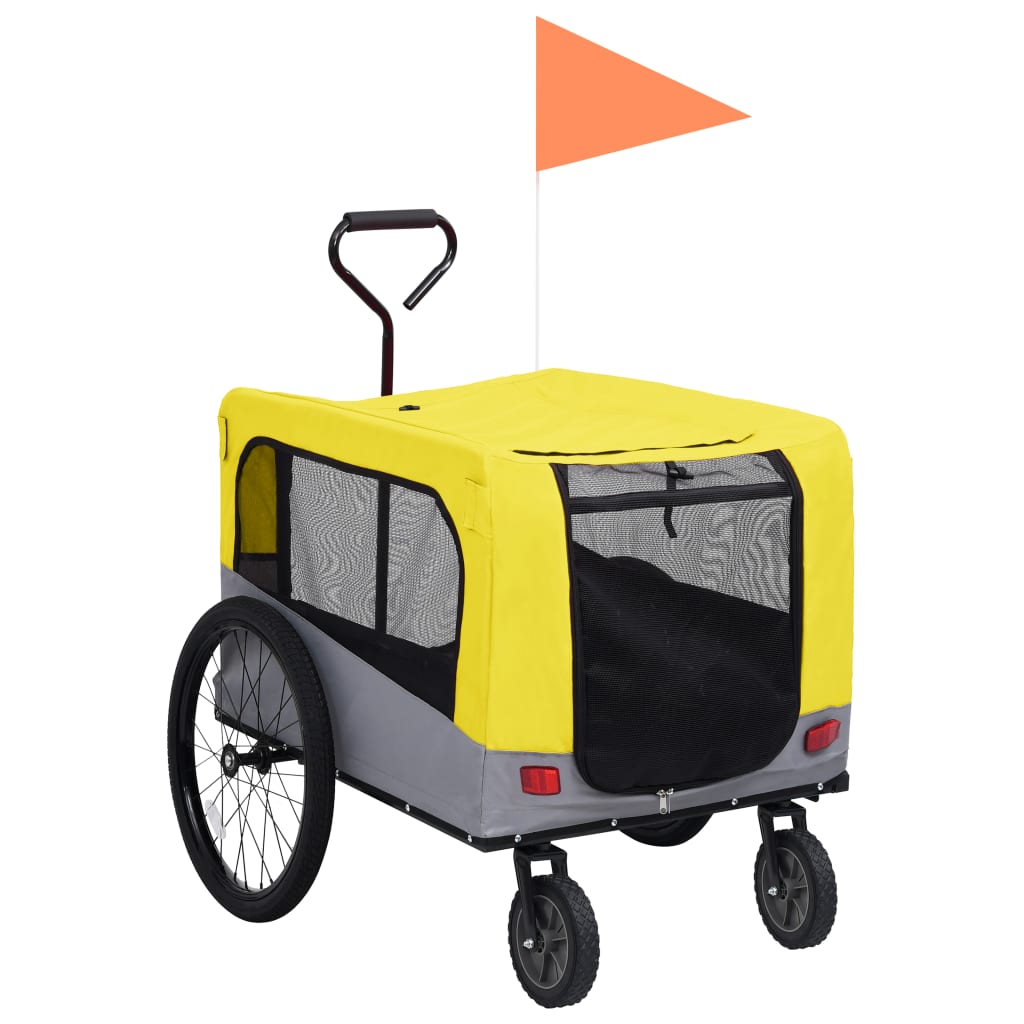 2-in-1 Pet Bike Trailer & Jogging Stroller Yellow and Grey - Discount Dealers