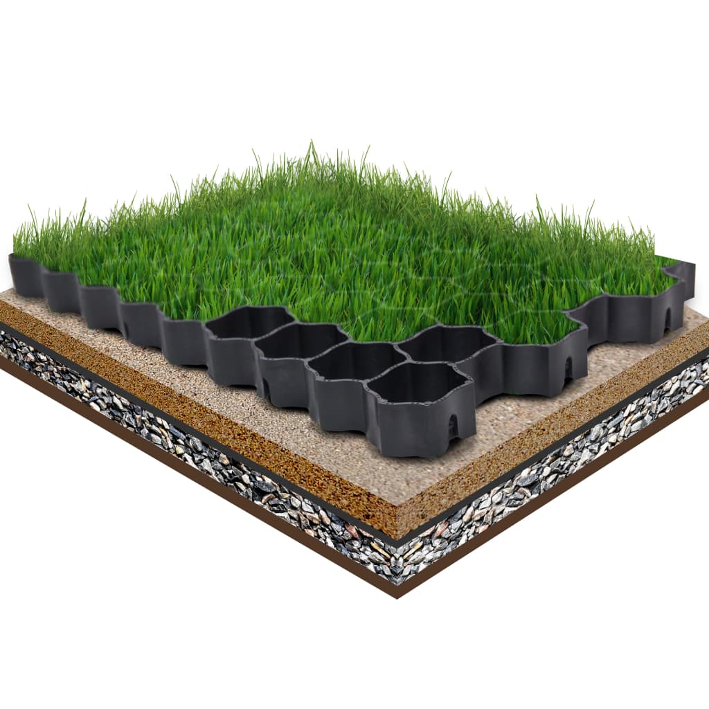 Grass Grids 16 pcs Black 60x40x3 cm Plastic - Sid & Sam