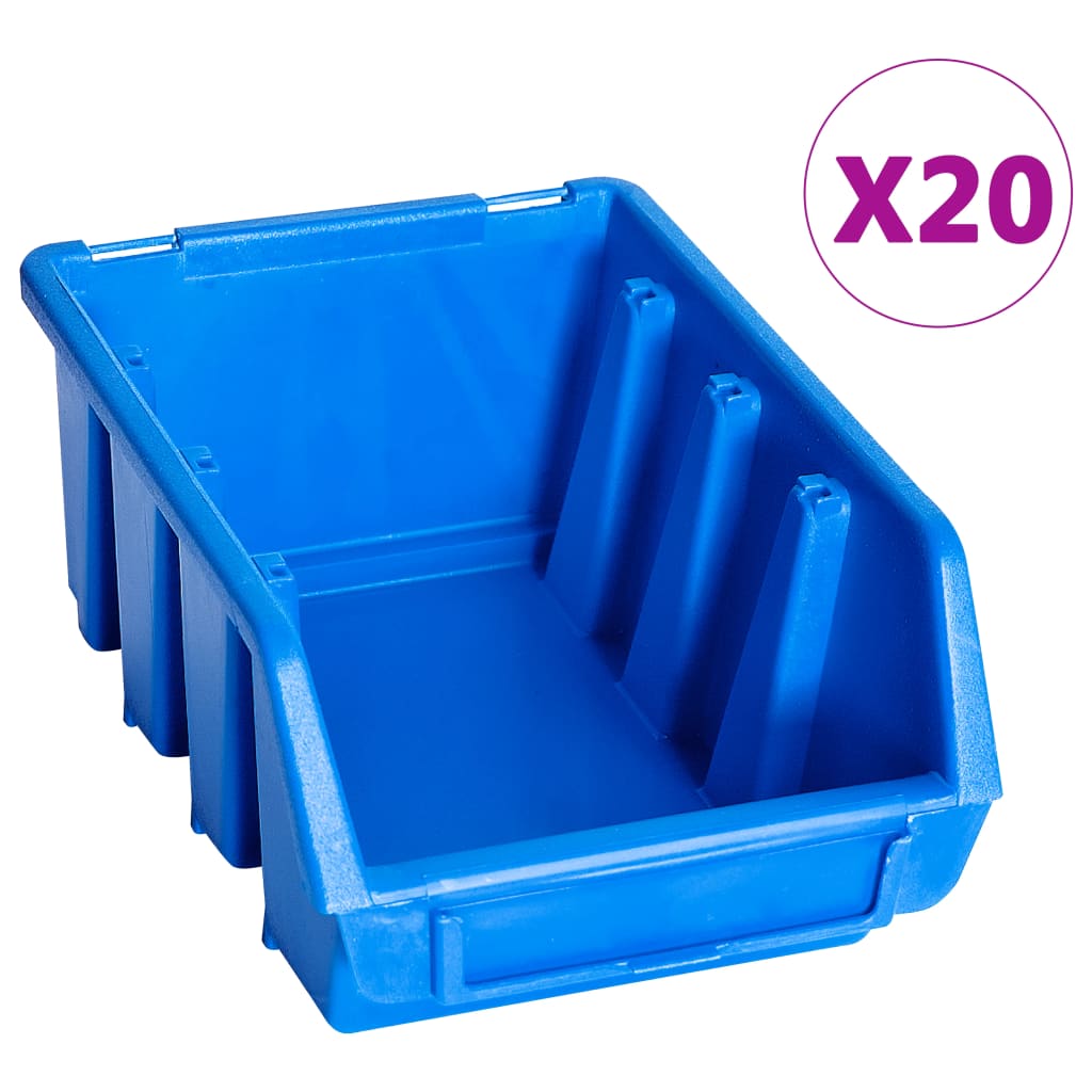Stacking Storage Bins 20 pcs Blue Plastic - Tyrell & Tyrell