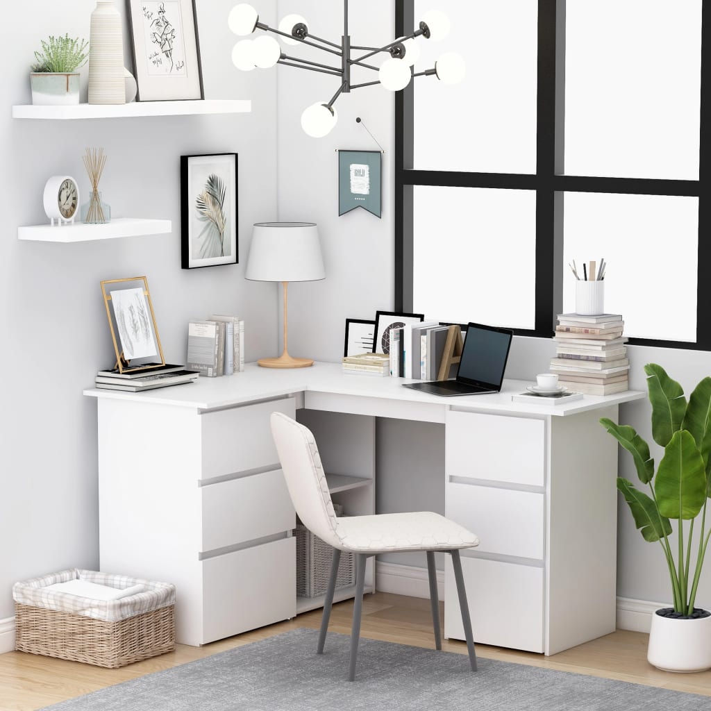 Corner Desk White 145x100x76 cm Engineered Wood - Merlin Deals