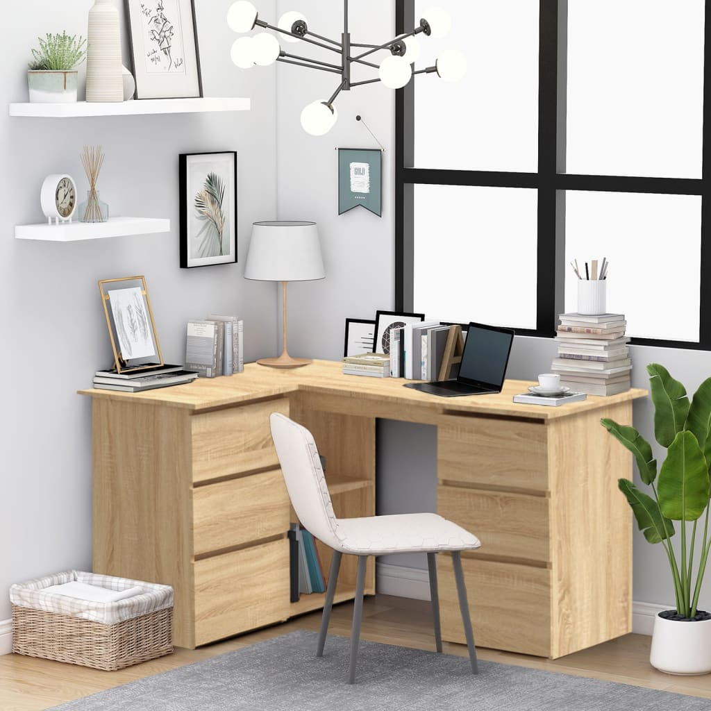 Corner Desk Sonoma Oak 145x100x76 cm Engineered Wood - Style and Chic