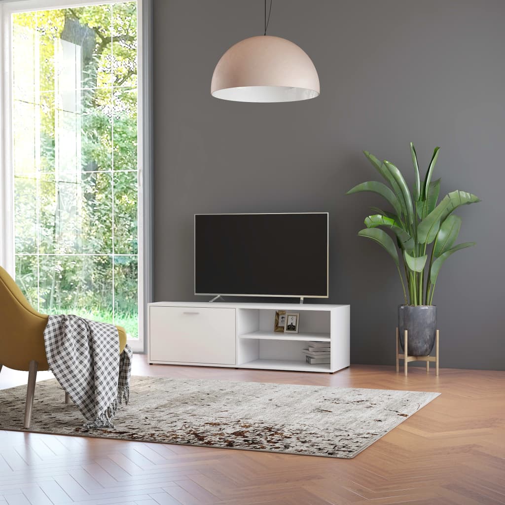 TV Cabinet White 120x34x37 cm Engineered Wood - The Home Maker