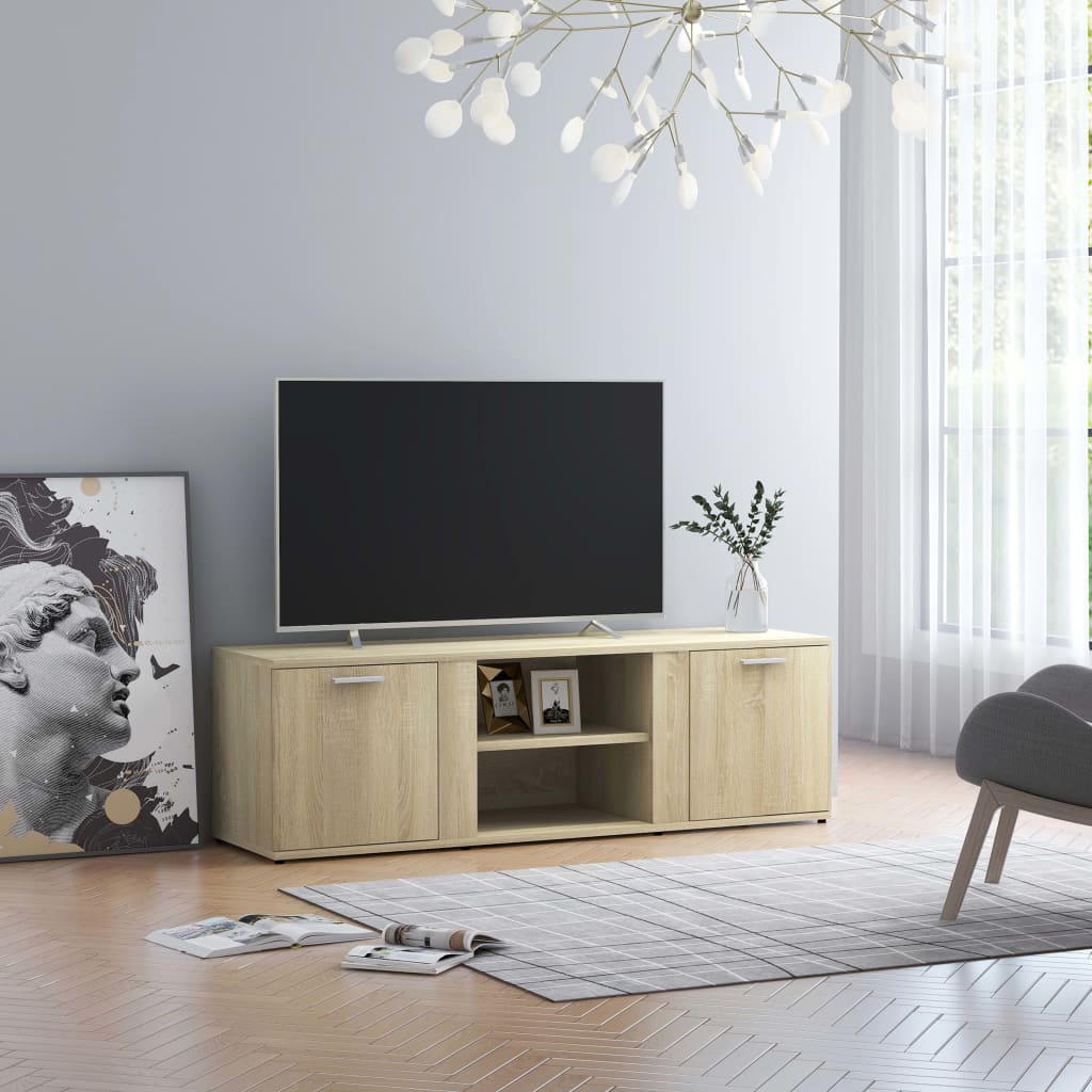 TV Cabinet Sonoma Oak 120x34x37 cm Engineered Wood - Merkel Designers