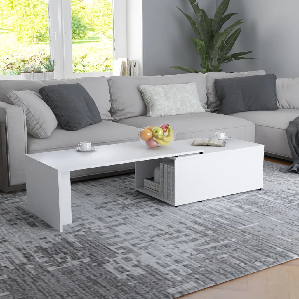 Coffee Table White 150x50x35 cm Engineered Wood - Design Hut