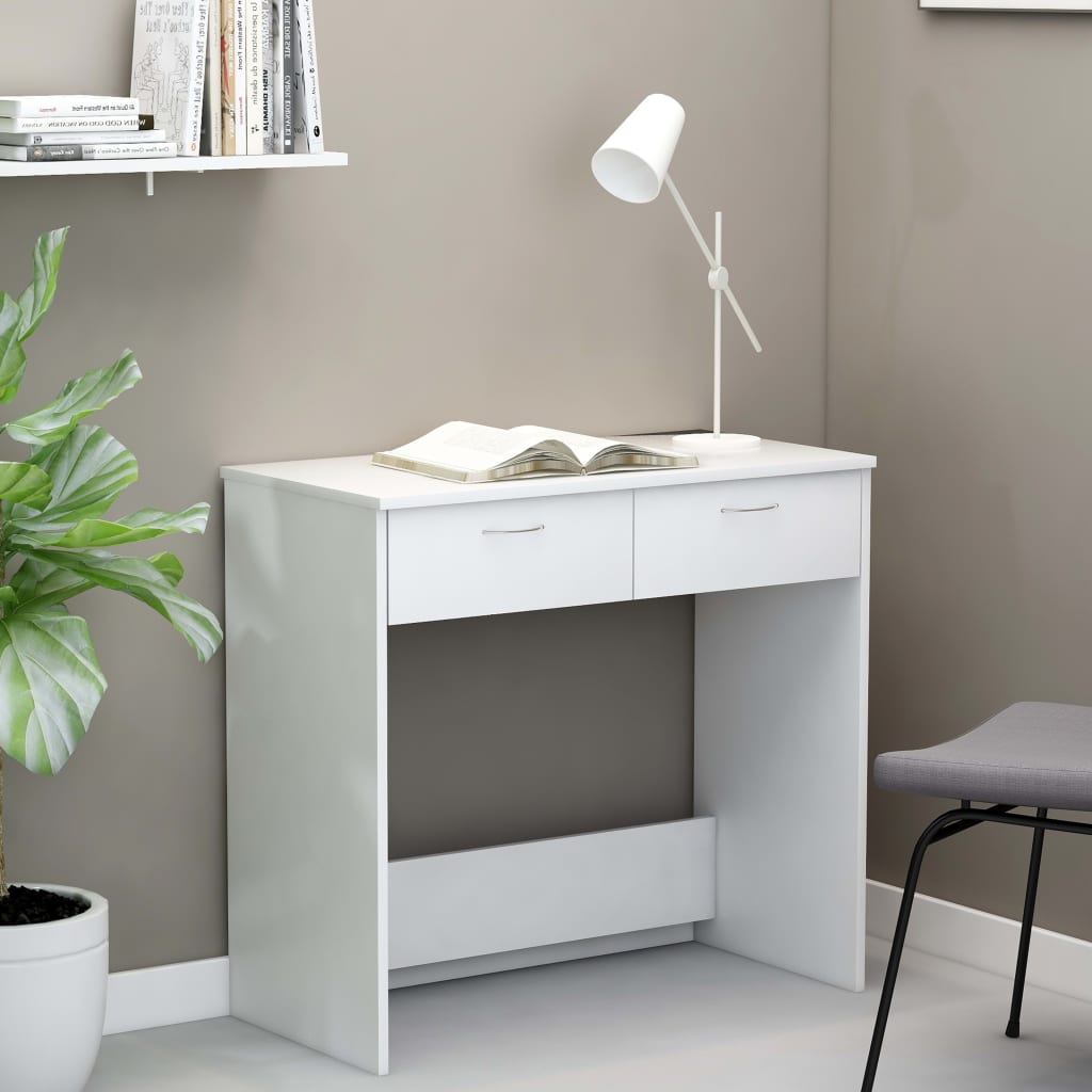 Desk White 80x40x75 cm Engineered Wood - Charlotte Dunes
