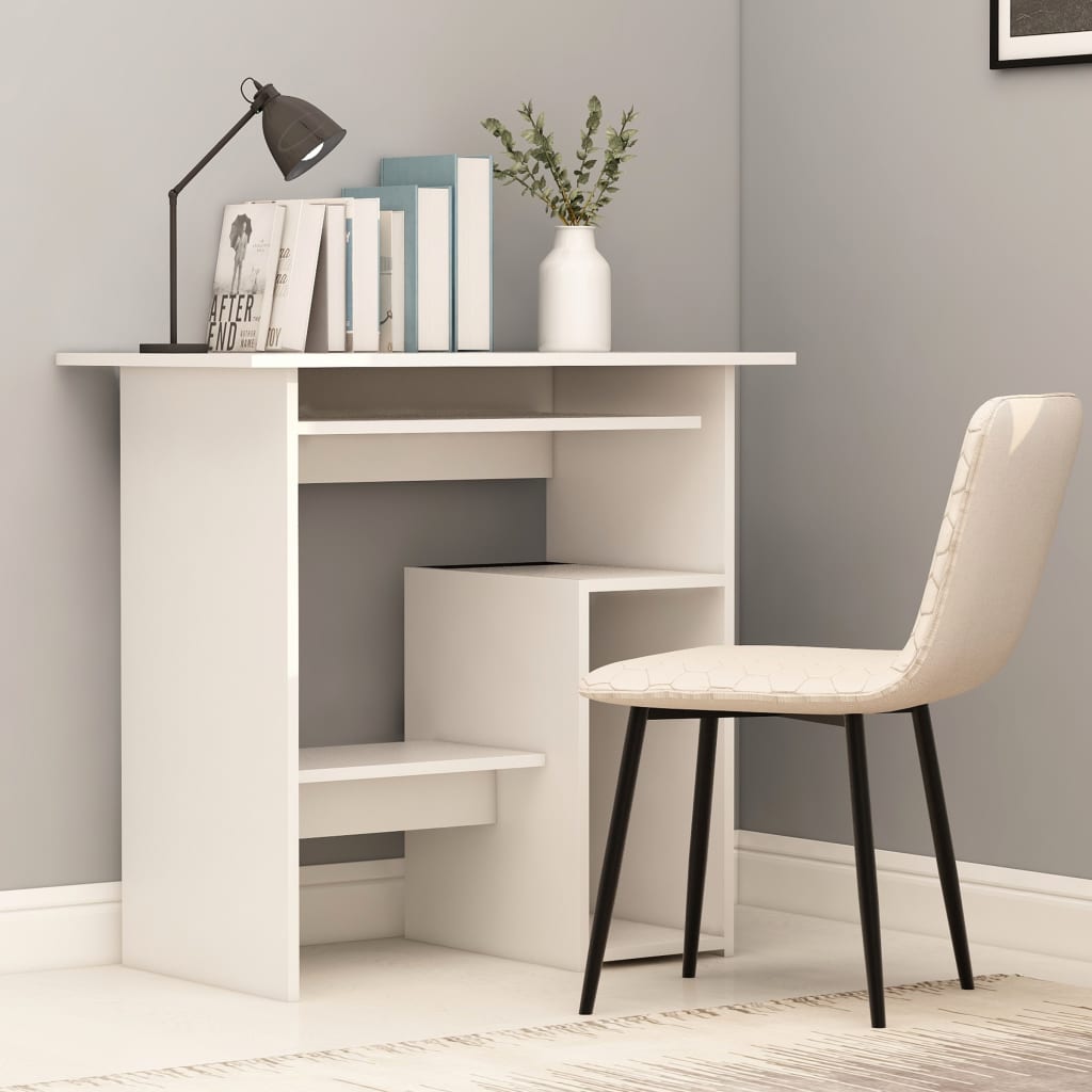 Desk White 80x45x74 cm Engineered Wood - Brittle & Co