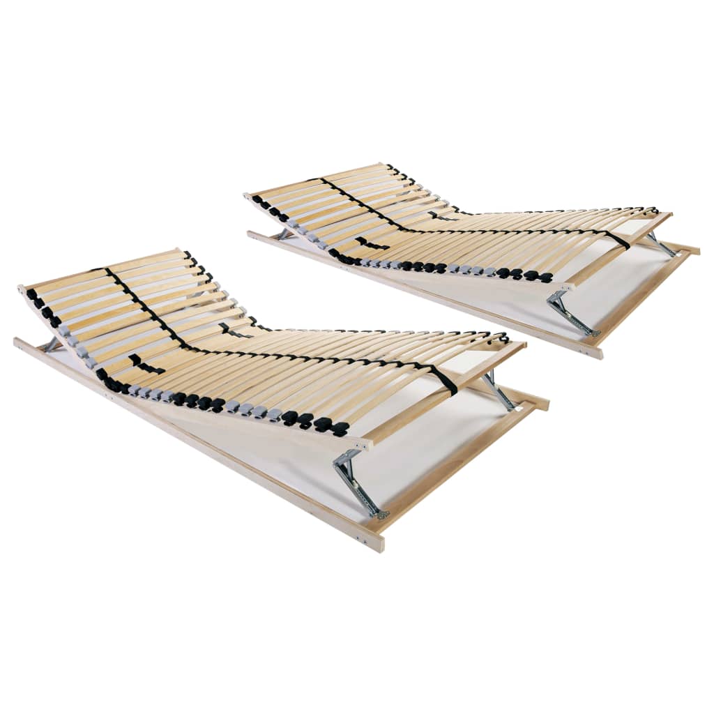 Slatted Bed Bases 2 pcs with 28 Slats 7 Zones 90x200 cm - Casper Homes