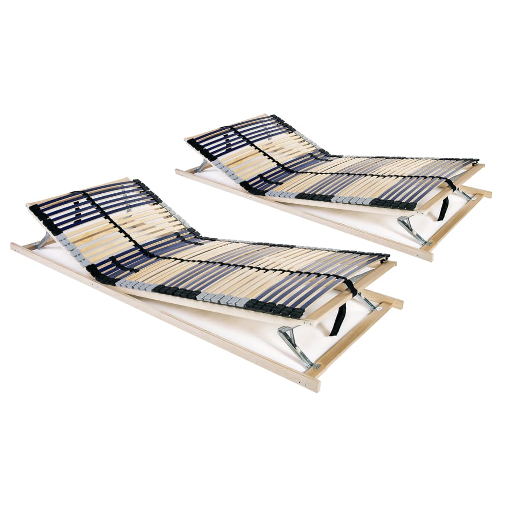 Slatted Bed Bases 2 pcs with 42 Slats 7 Zones 90x200 cm - Design Hut