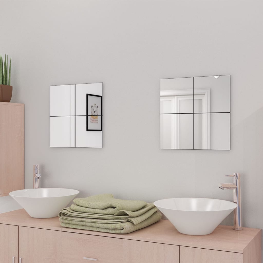 Frameless Mirror Tiles Glass 16 pcs 20.5 cm - All Things Good