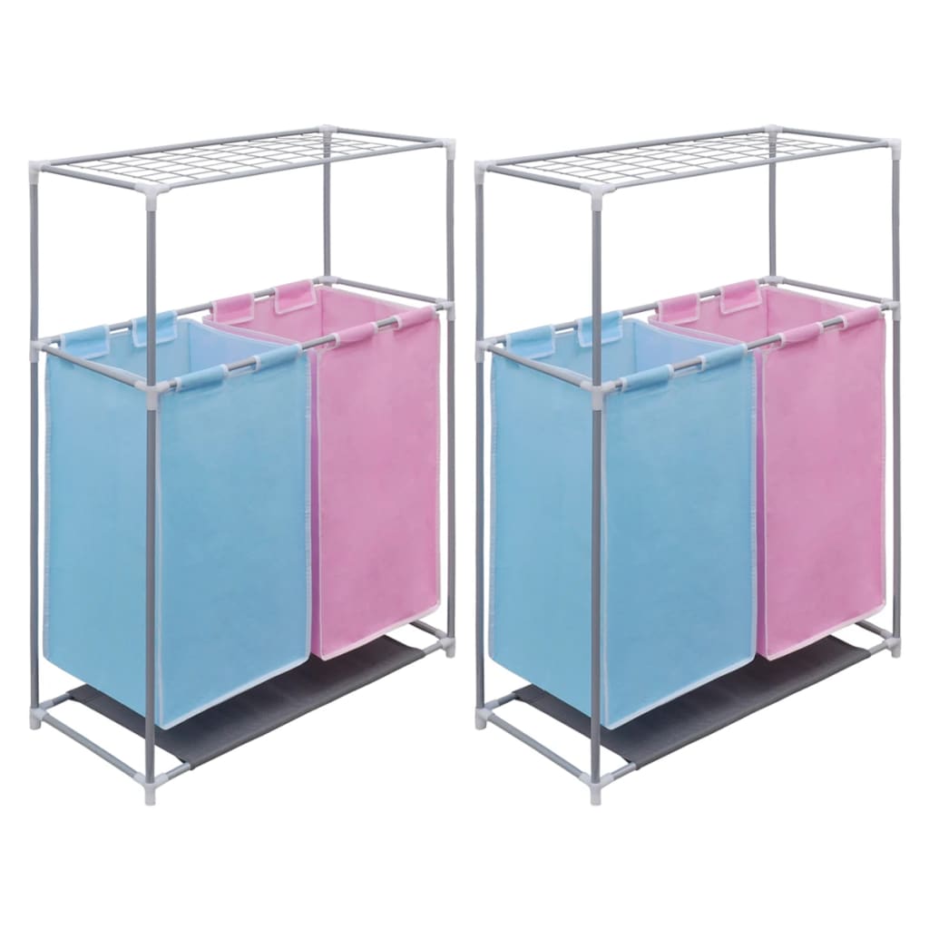 2-Section Laundry Sorter Hampers 2 pcs with a Top Shelf for Drying - Unbeatable Bargains