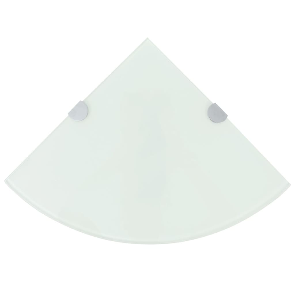 Corner Shelves 2 pcs with Chrome Supports Glass White 35x35 cm - Discount Dealers