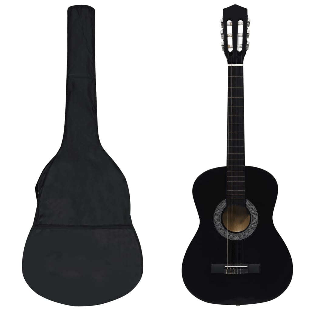 8 Piece Classical Guitar Beginner Set Black 3/4 36" - Design Hut
