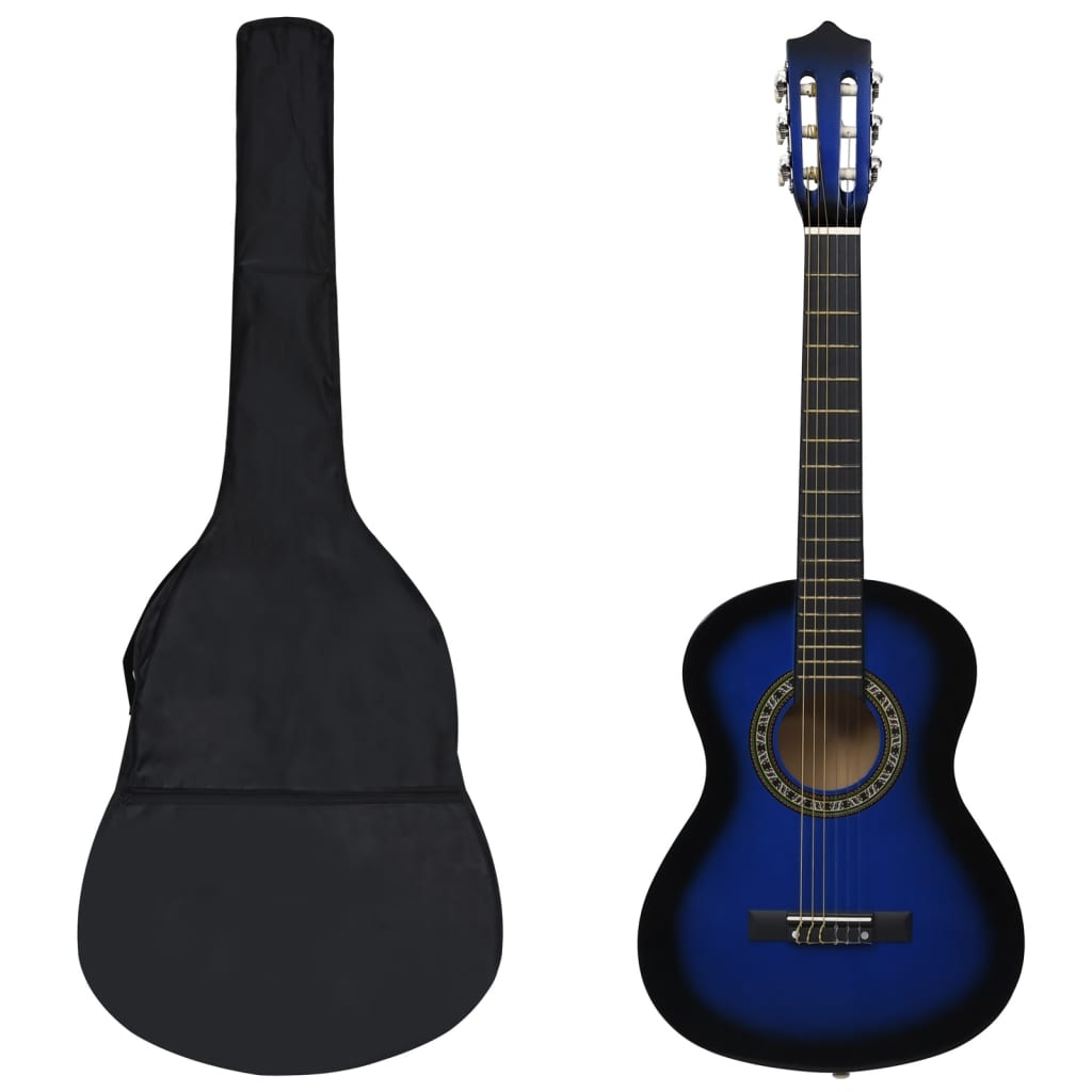 8 Piece Classical Guitar Beginner Set Blue 1/2 34" - Design Hut
