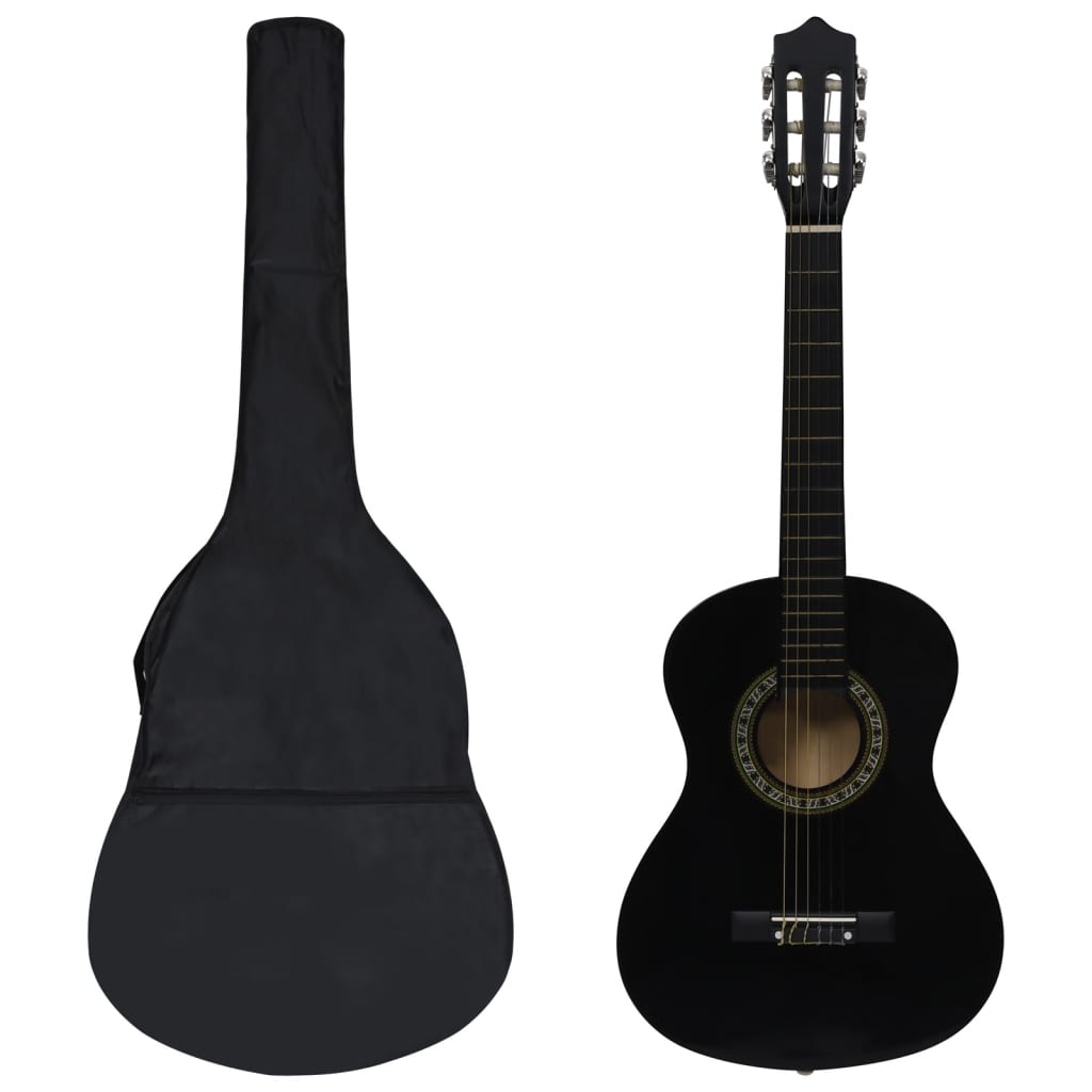8 Piece Classical Guitar Beginner Set Black 1/2 34" - Design Hut