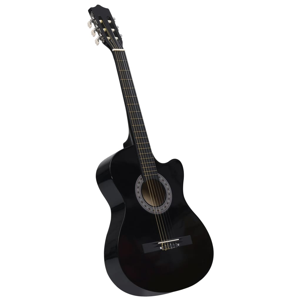 Western Classical Cutaway Guitar with 6 Strings Black 38" - R and M Furniture