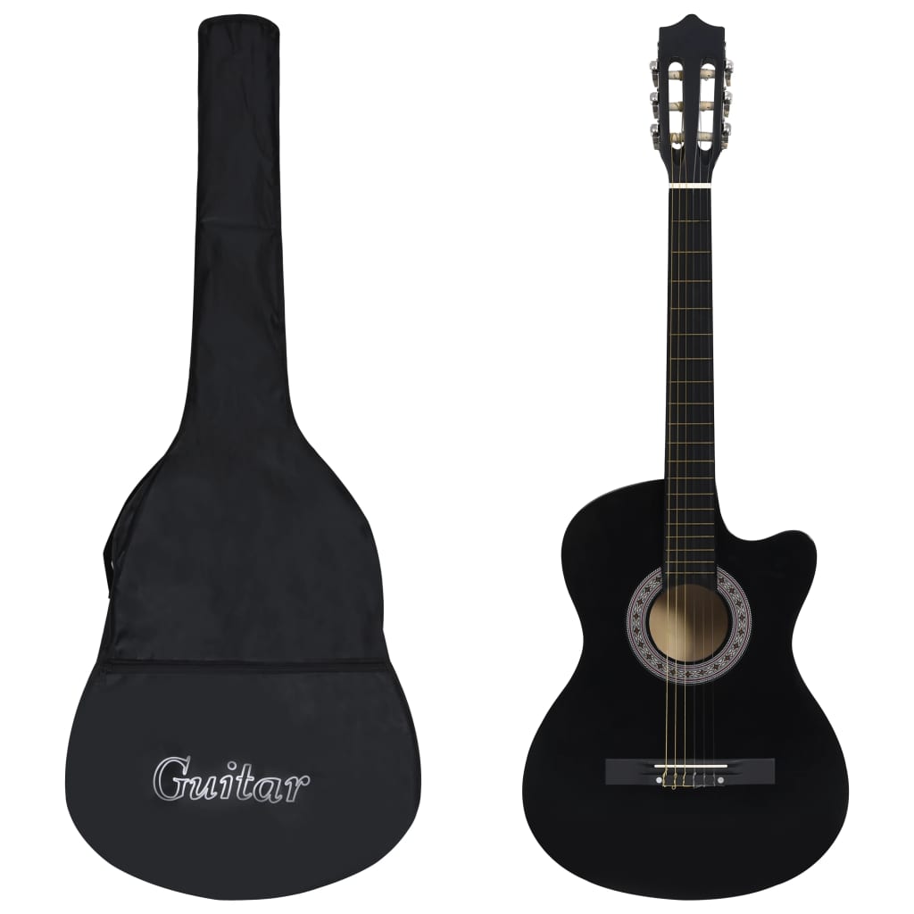 12 Piece Western Classical Guitar Set with 6 Strings Black 38" - Style and Chic