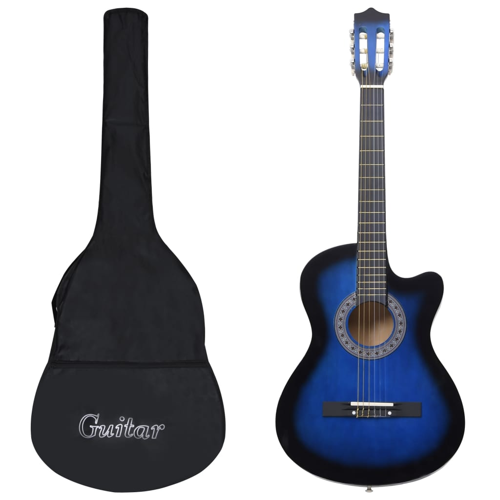 12 Piece Western Classical Guitar Set with 6 Strings Blue 38 - Unbeatable Bargains