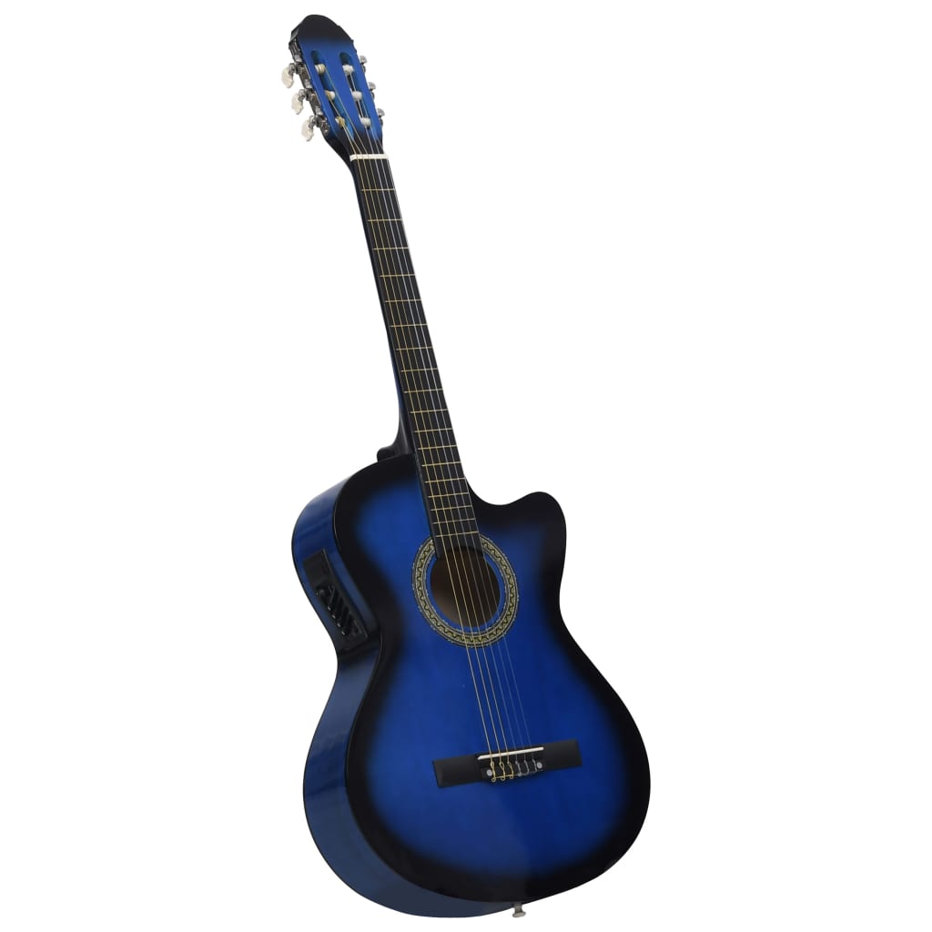 Western Classical Cutaway Guitar with Equalizer 6 Strings Blue - Sid & Sam