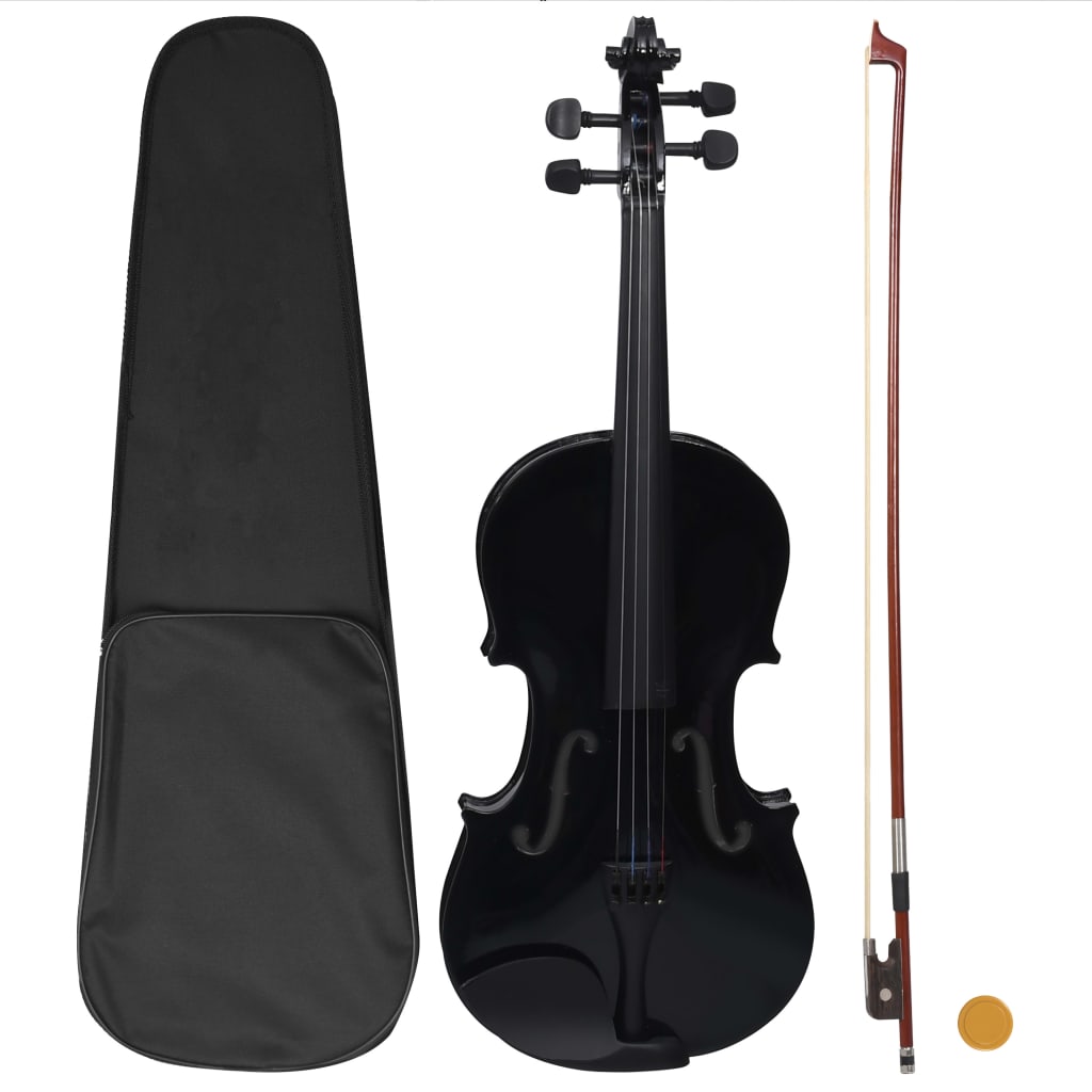 Violin Full Set with Bow and Chin Rest Black 4/4 - Decor Base
