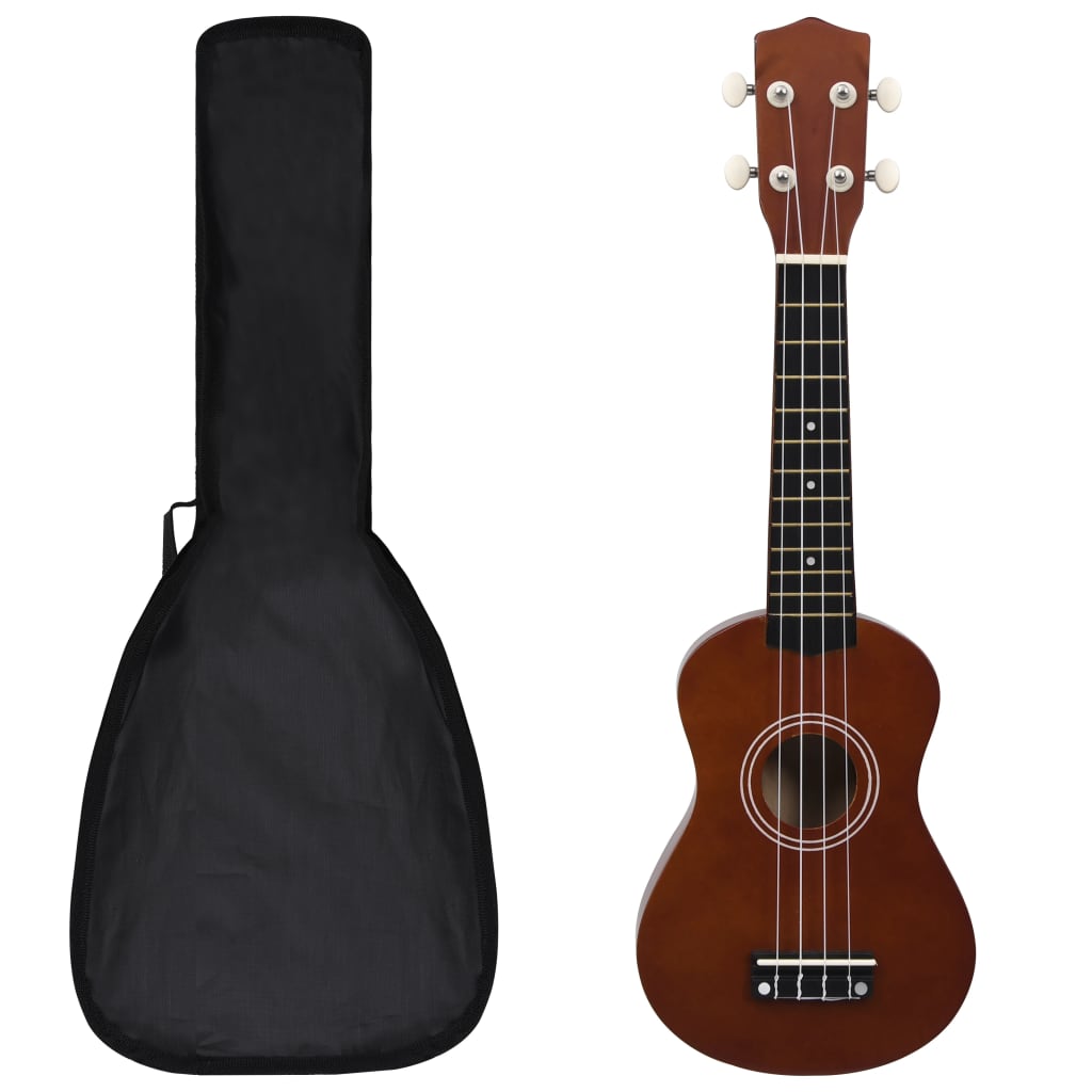 Soprano Ukulele Set with Bag for Kids Dark Wood 21" - R and M Furniture