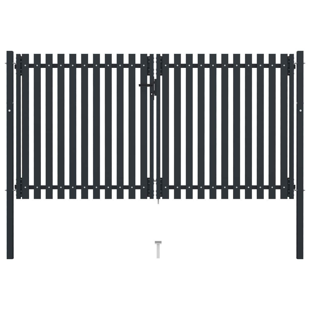 Double Door Fence Gate Steel 306x200 cm Anthracite - All Things Good