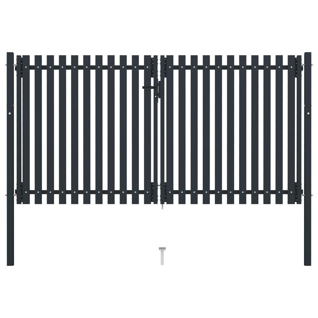 Double Door Fence Gate Steel 306x220 cm Anthracite - Merlin Deals