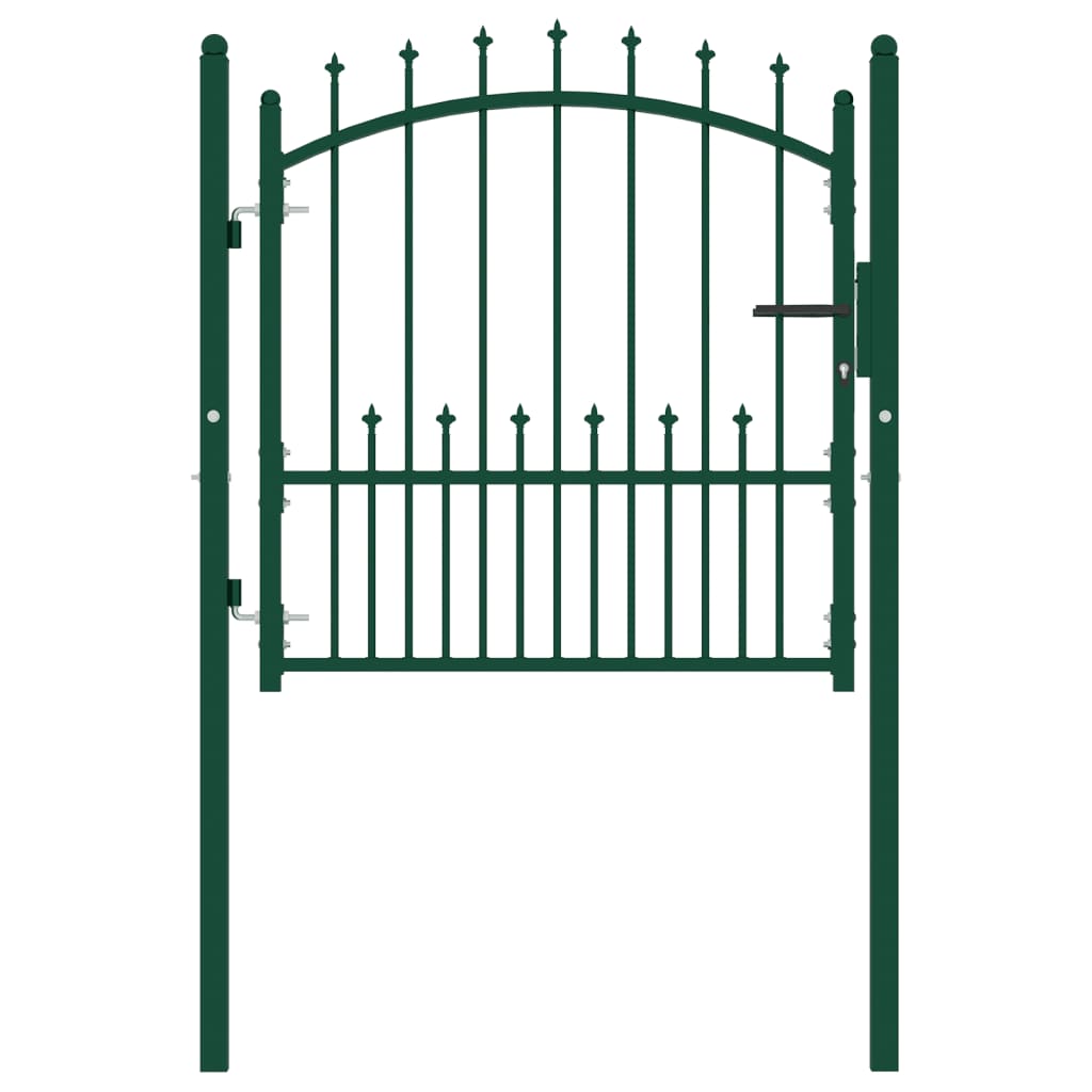 Fence Gate with Spikes Steel 100x100 cm Green - R and M Furniture