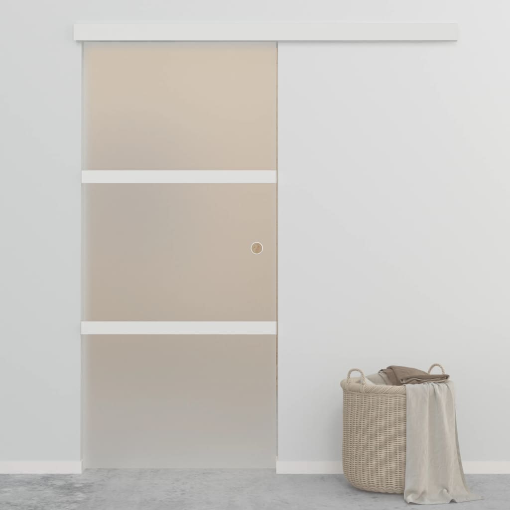 Sliding Door ESG Glass and Aluminium 90x205cm Silver - The Home Maker
