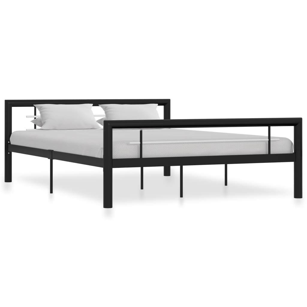 Bed Frame Black and White Metal 120x200 cm - Direct Imports
