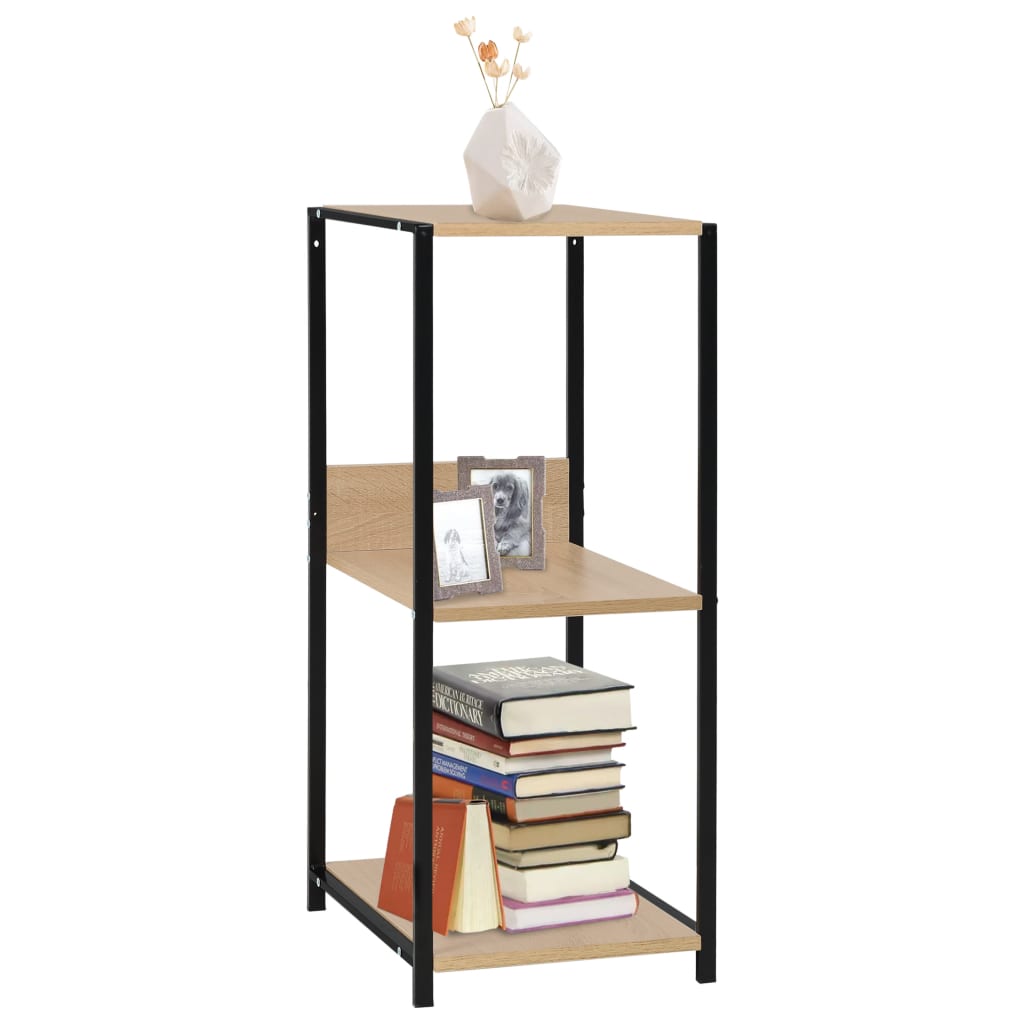 Small Straight Book Shelf Black and Oak 33.5x39.6x79.7 cm Engineered Wood - Tyrell & Tyrell