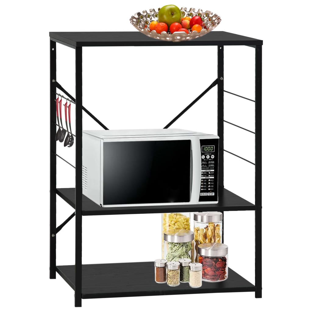 Microwave Cabinet Black 60x39.6x79.5 cm Engineered Wood - Design Hut