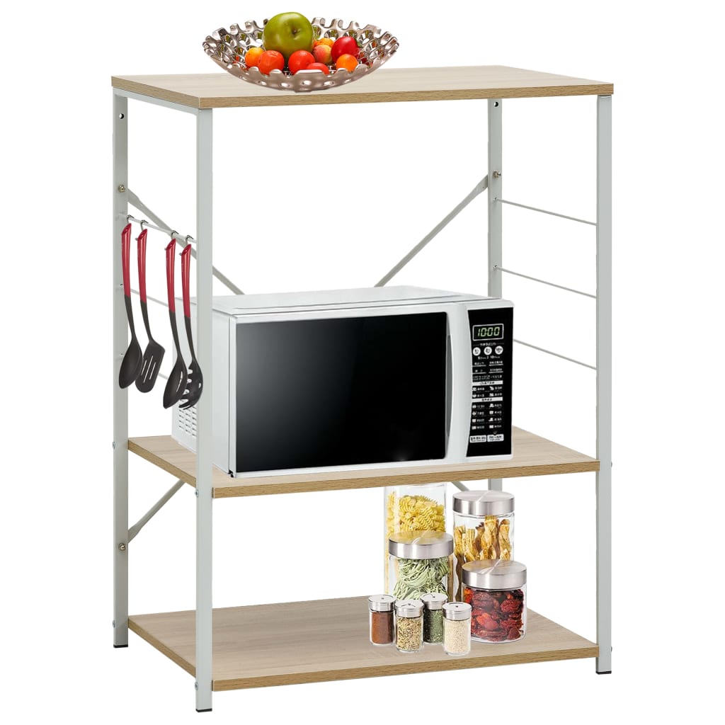 Microwave Cabinet White and Oak 60x39.6x79.5 cm Engineered Wood - Millennium Furniture