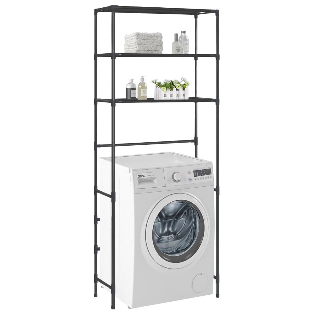3-Tier Storage Rack over Laundry Machine Black 69x28x169 cm - Direct Imports