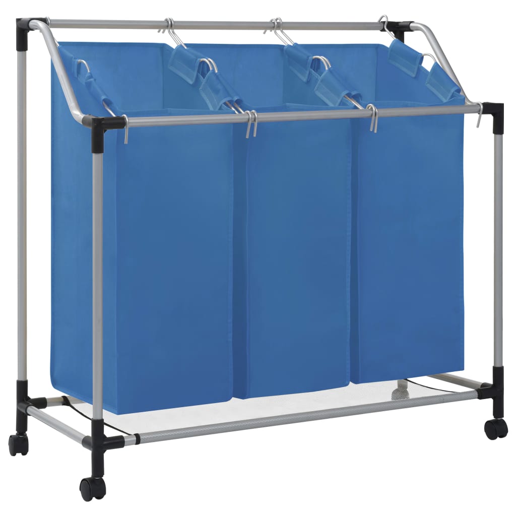 Laundry Sorter with 3 Bags Blue Steel - Style and Chic