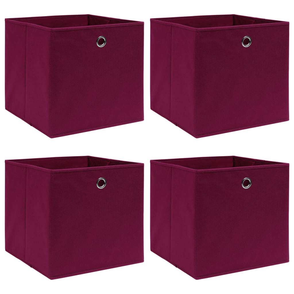 Storage Boxes 4 pcs Dark Red 32x32x32 cm Fabric - Brittle & Co